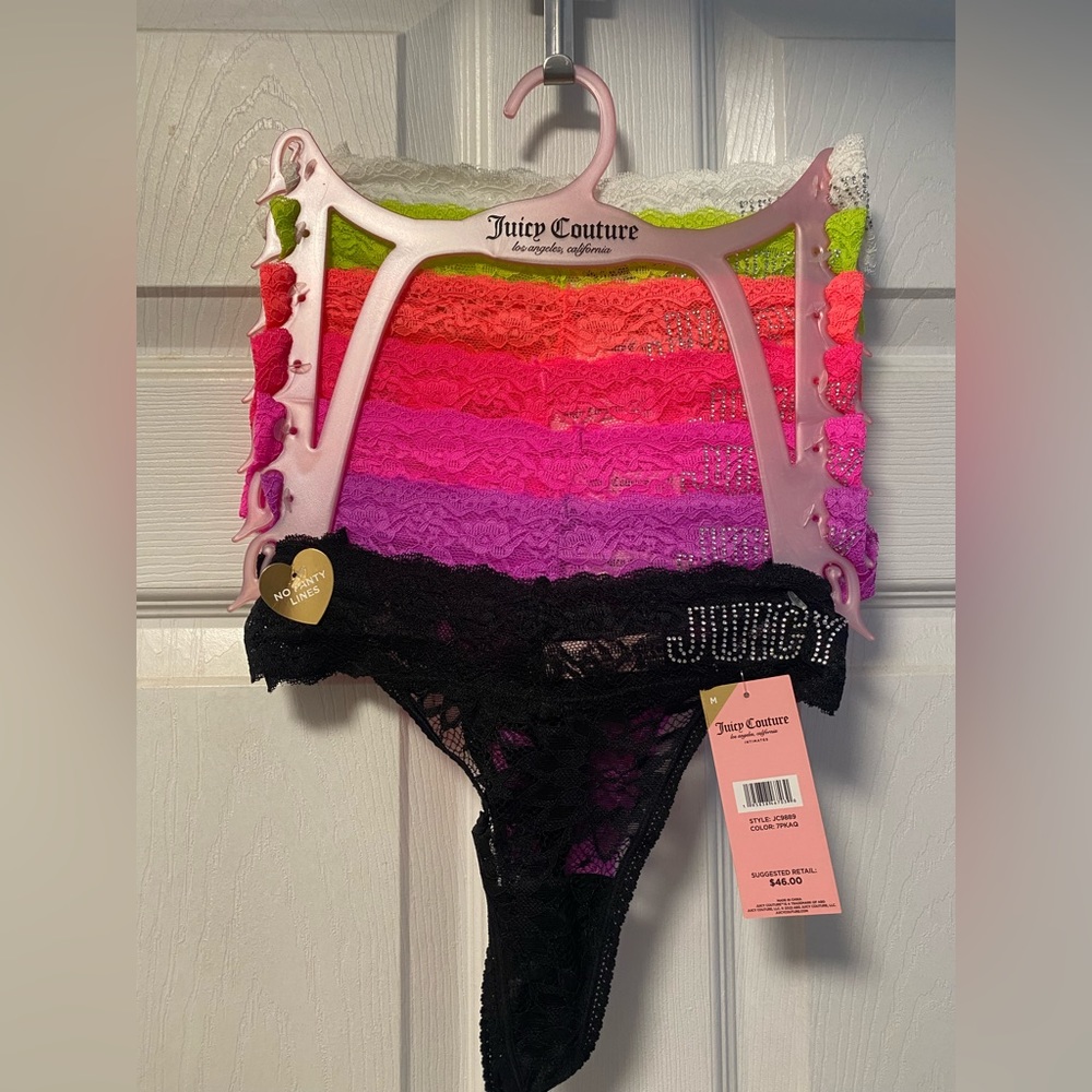 Juicy Couture Lace Thong 7-pack Size Medium NWT